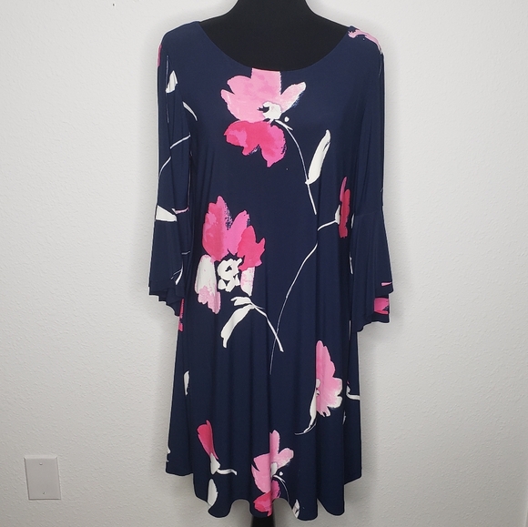 Lauren Ralph Lauren Dresses & Skirts - Lauren Ralph Lauren Womens Bell Sleeve Jersey Knit Floral Swing Dress Size 14
